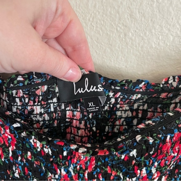 NWT Lulu’s View from the Meadow Off the Shoulder Midi Dress Black Floral Size XL - Picture 9 of 11